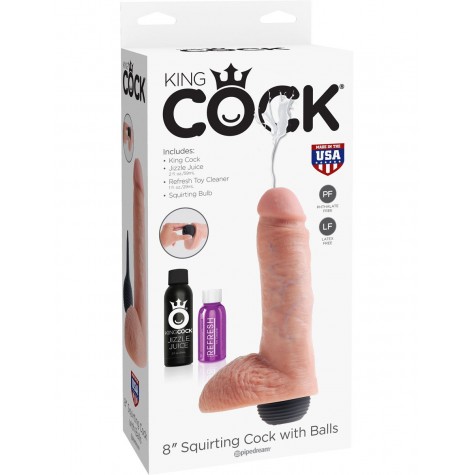 Реалистичный фаллоимитатор с эффектом семяизвержения Squirting Cock with Balls - 20,3 см.