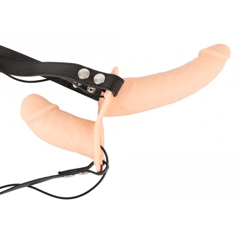 Вибрострапон с вагинальной пробкой You2Toys Vibration Strap-On Duo - 14,5 см.